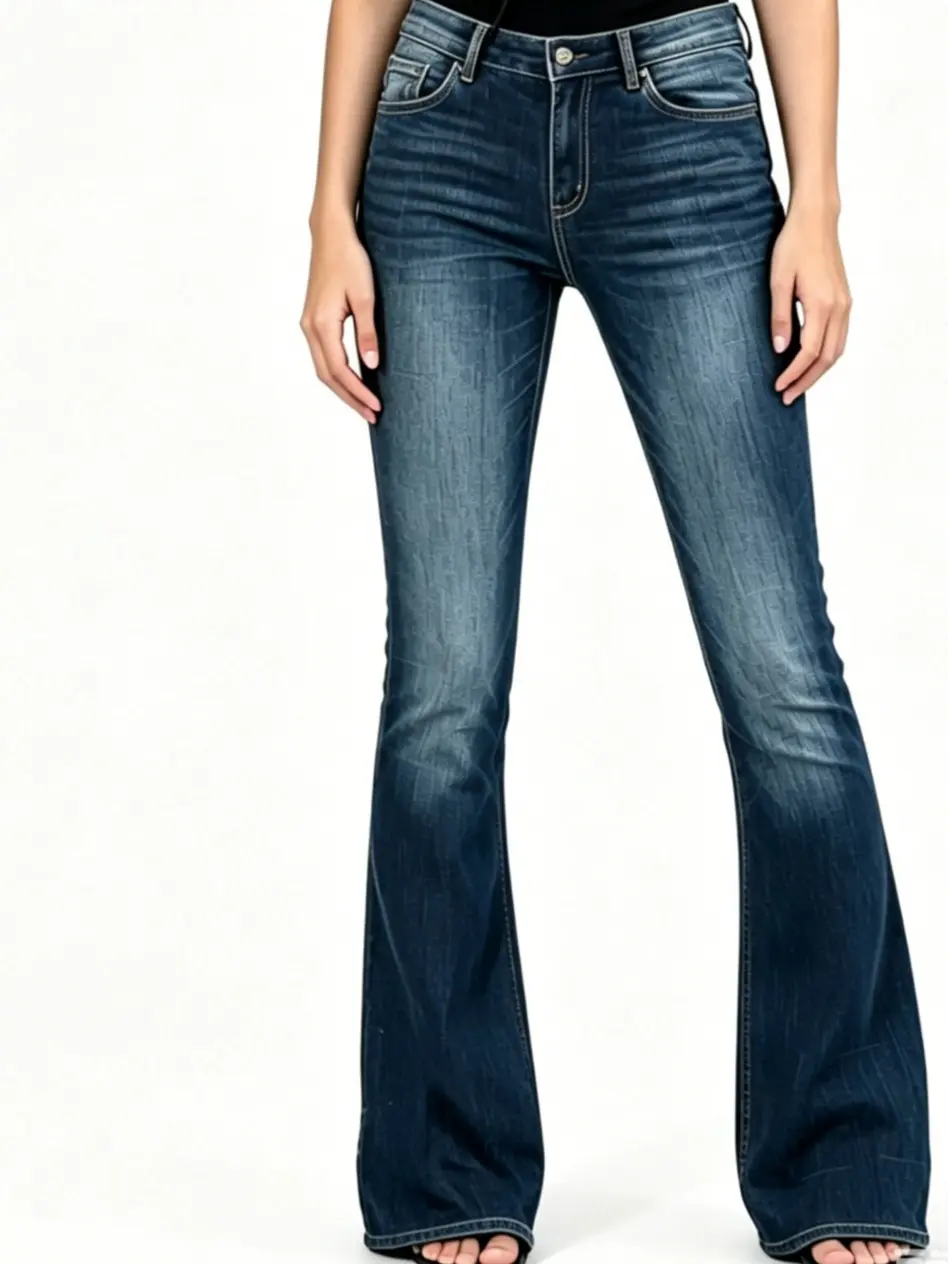 Women's High-Waist Triple Threat Tummy Control Flare Jeans - Plus-Size High-Stretch Elastic Denim, Button-Front Chic Everyday Pants with Slim-Fit & Sexy Buttocks Design, Light Blue Streetwear Bottoms