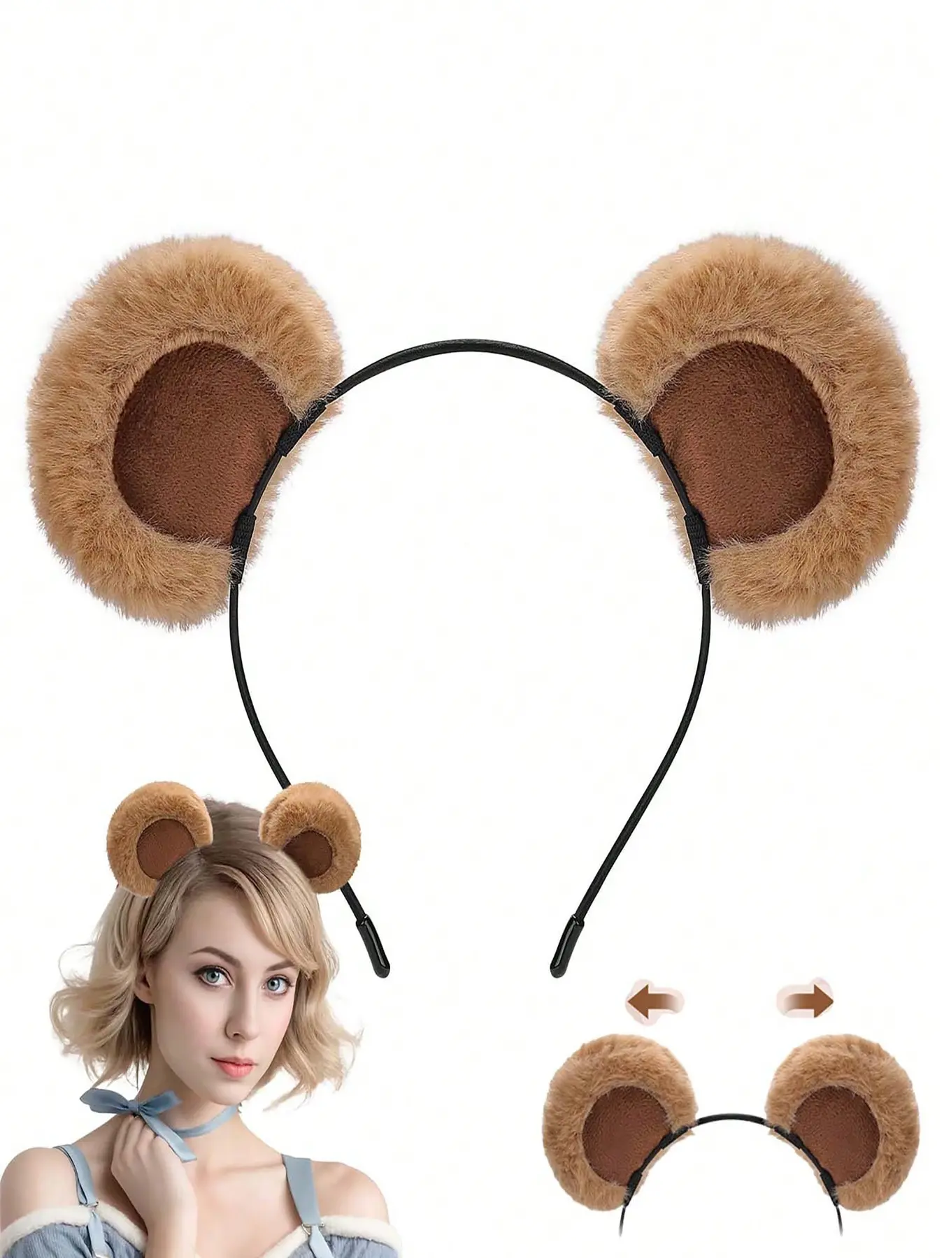 Cute Bear Ears Headband, Movable Ear Design, Perfect for Halloween Cosplay & Makeup, Ideal for Washing Face, Stylish Hair Accessory