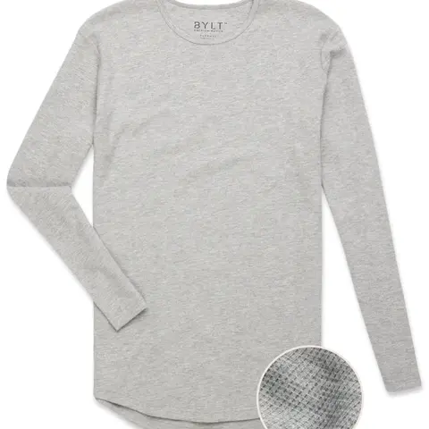 BYLT Basics Men's Thermal Drop-Cut Long Sleeve Tee - Lightweight Soft Waffle Finish Fabric, Cozy Mensfashion, Modern Look Plain Casual All-Weather Base Layer Clothing