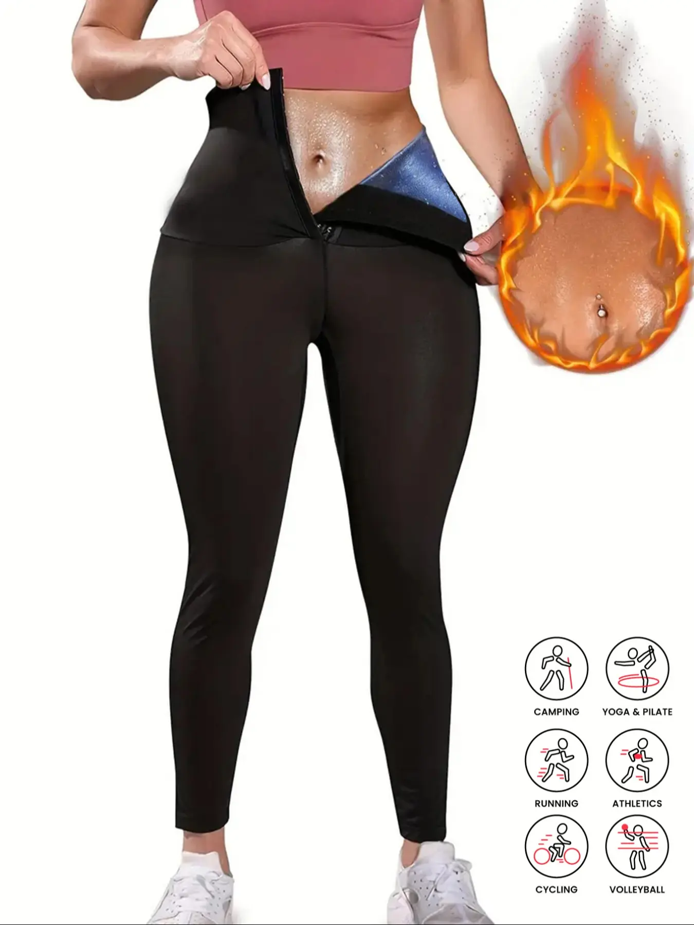 Women's High Waist Sweat-Wicking Workout Pants, Butt Lifting Sauna Shaping Nine-Point Shorts, Yoga Fitness Tight Long Pants, Seamless Fitness Leggings, High Waist Activewear, Activewear for Fitness