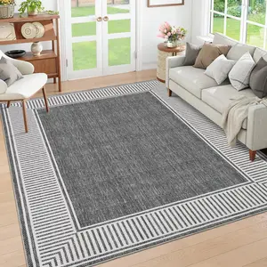 Ultra Soft Washable Area Rug - Modern Low Pile Carpet, Rubber Backing, Contemporary Decor Carpet for Living Room, Bedroom, Dining Room