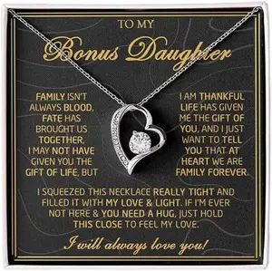 To My Bonus Daughter Necklace Gifts from Stepdad, Step Daughter Gifts from Stepmom, Stepdaughter Necklace, Bonus Daughter Necklaces, Christmas, Graduation, Birthday Gift for Bonus Daughter