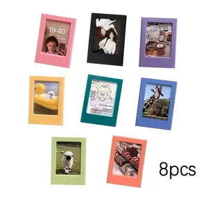 8 Colorful 3-Inch Magnetic Frames, Refrigerator Magnets for Fujifilm Instax Photos, Office Kitchen Living Room Decor, Valentine Birthday New Year Gifts