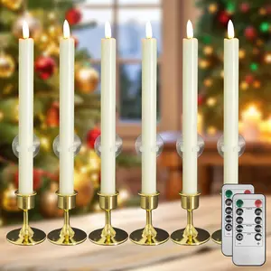 Christmas Window Candles 6-Pack with Remote Timer (2/4/6/8H),  Operated Flameless LED for Windows, Includes Suction Cups, Bases & 2 Remotes - Holiday Decor