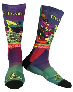 The Beatles Crew Socks Men's Yellow Submarine Sublimated Art Design 1-Pair Shoe Size 7-12