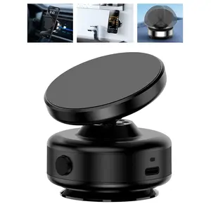 Electric Vacuum Suction Cup Magnetic Phone Mount  360 Rotatable Cell Holder Adjustable Hands-free Portable For Magsafe Car Gym Mirror Smooth Surface(black)