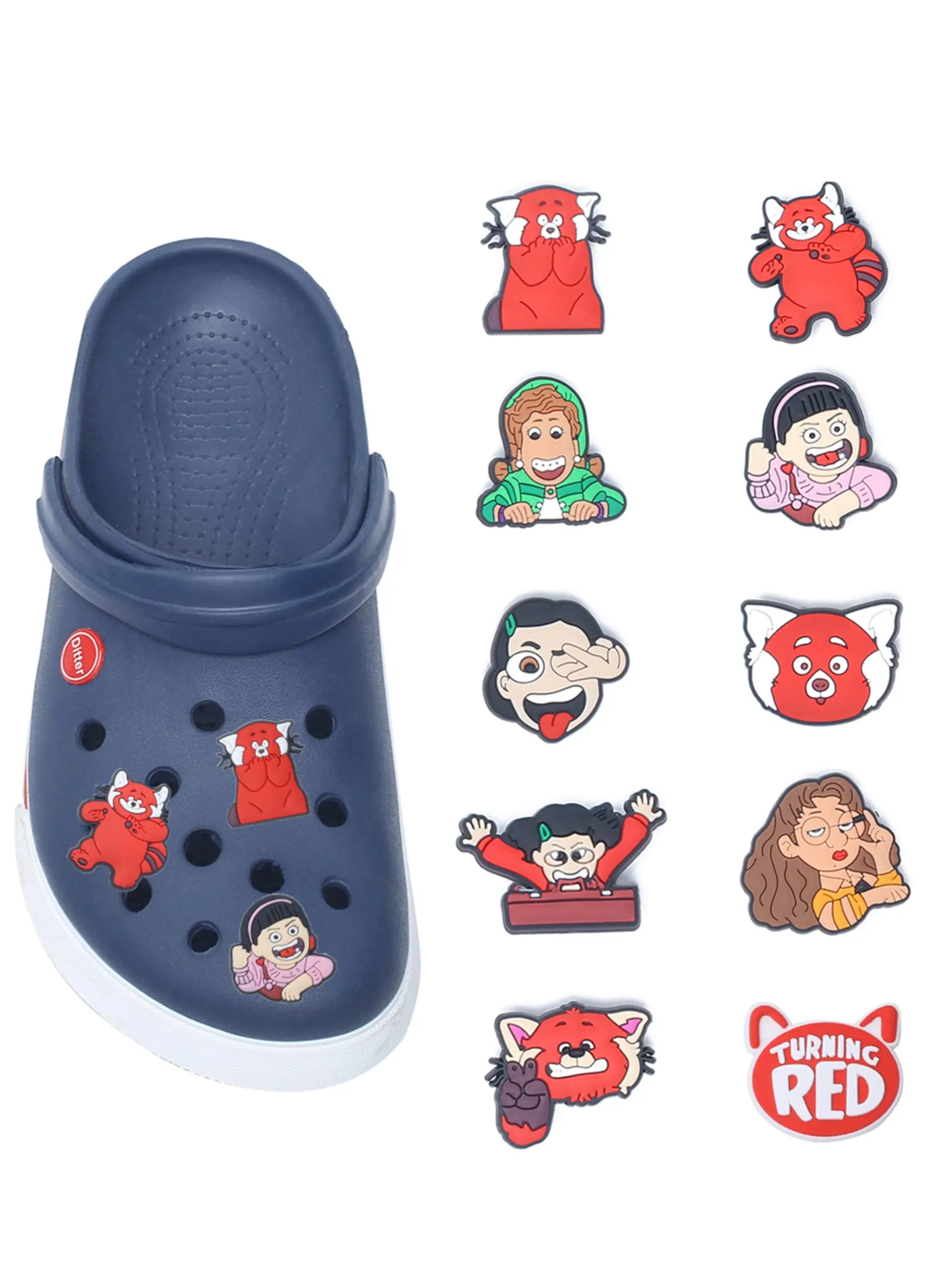10pcs Cute Girl Panda Cartoon PVC Shoe Charms Accessories, Fits Croc Shoes, Fun Shoe Decorations, Perfect for Slippers and Hole Shoes, Shoe Charms Pack