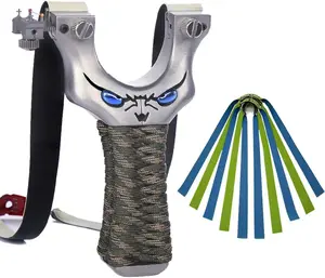 Stainless Steel Slingshot Set with Sight, Paracord Handle & Ergonomic Grip, Outdoor Target Practice Catapult with 5 Replacement Rubber Bands