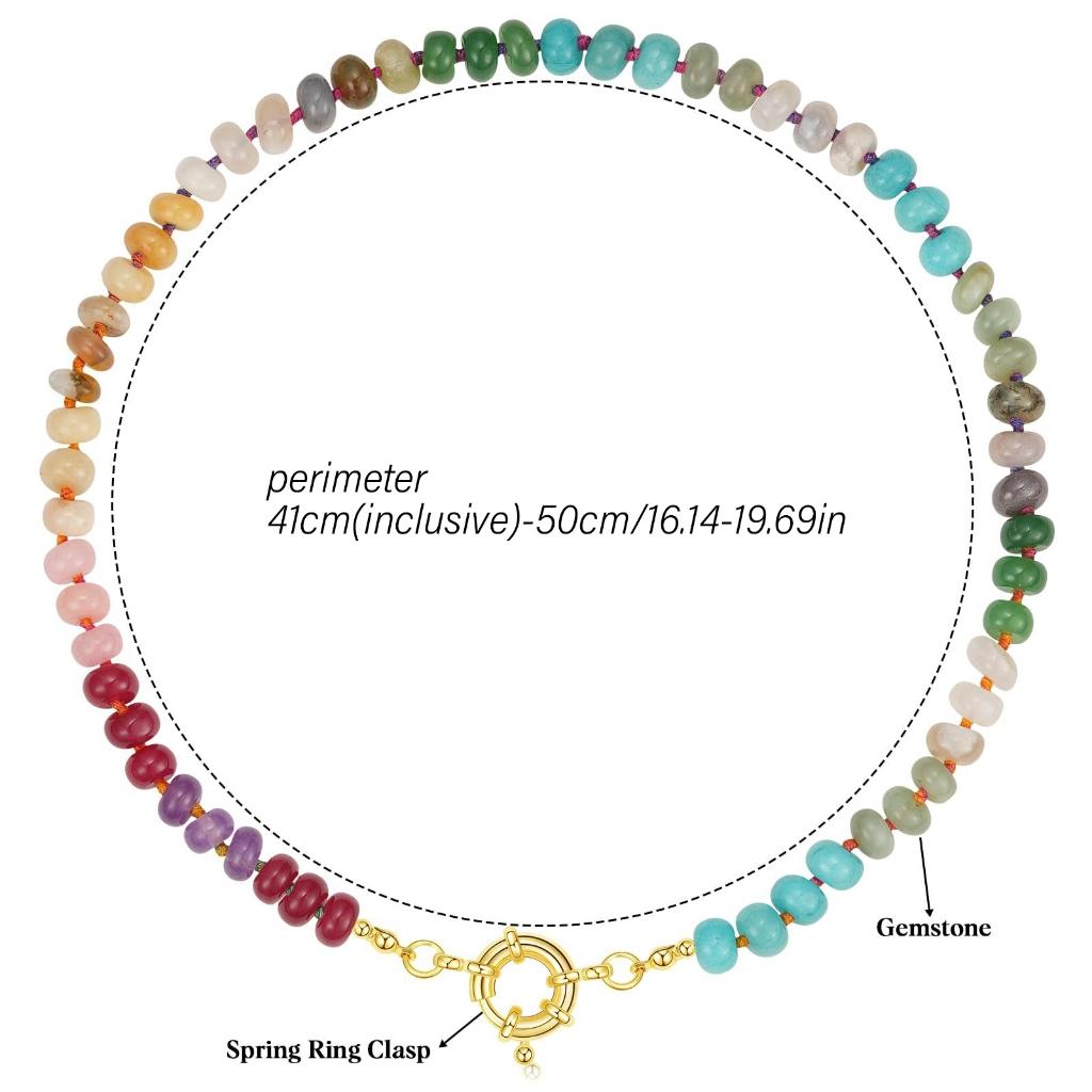 Colorful Bead Necklace 13.86in perimeter Handmade Adjustable Neck Jewelry