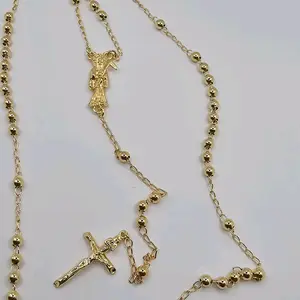 LA SANTA MUERTE  rosary (B)stainless steel material 24"inches fashion style gold color