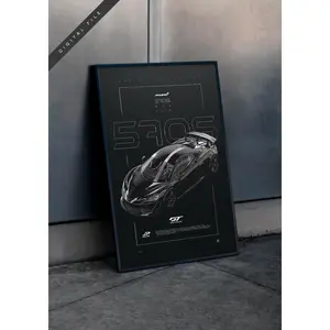 [Racing Decor - Sale Up To 40%] [Unframe] McLaren 570S GT4 2018 Poster, Professional Racing Wall Art, Modern Sports Car Illustration, GT4 Racing Decor, Race Track Atmosphere Print