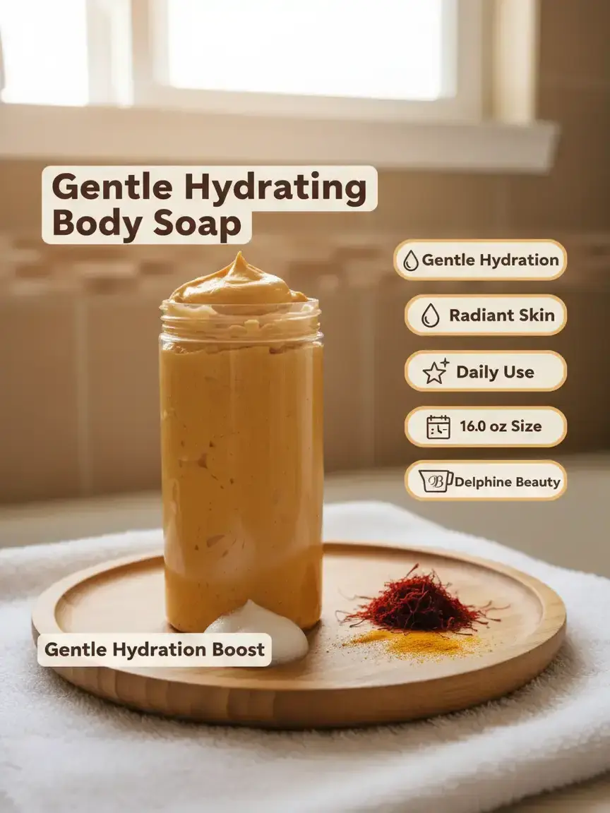 Delphine Beauty by AGSB Daily Body Cleansing Soap for Gentle Hydration and Radiant Skin (16.0 oz)
