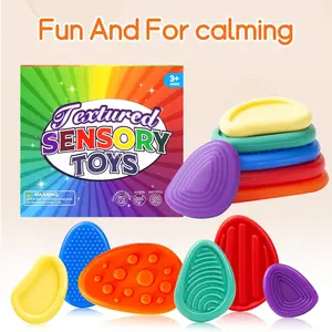 Sensory Fidget Toys for Adults: 6 Pack Textured Silicone Worry Stones for Anxiety Relief, Sensory Stress Toy for Autism Calming, Quiet Small Fidgets for Classroom Easter Gift