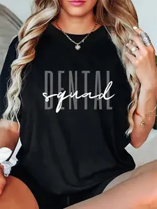 [Dental Graphic Tee] Soft Unisex Dental Graphic Tee | Short Sleeve T-Shirt for Men & Women, Black with White "DENTAL" Print, Casual Round Neck Top, Machine Washable, Dental Gifts