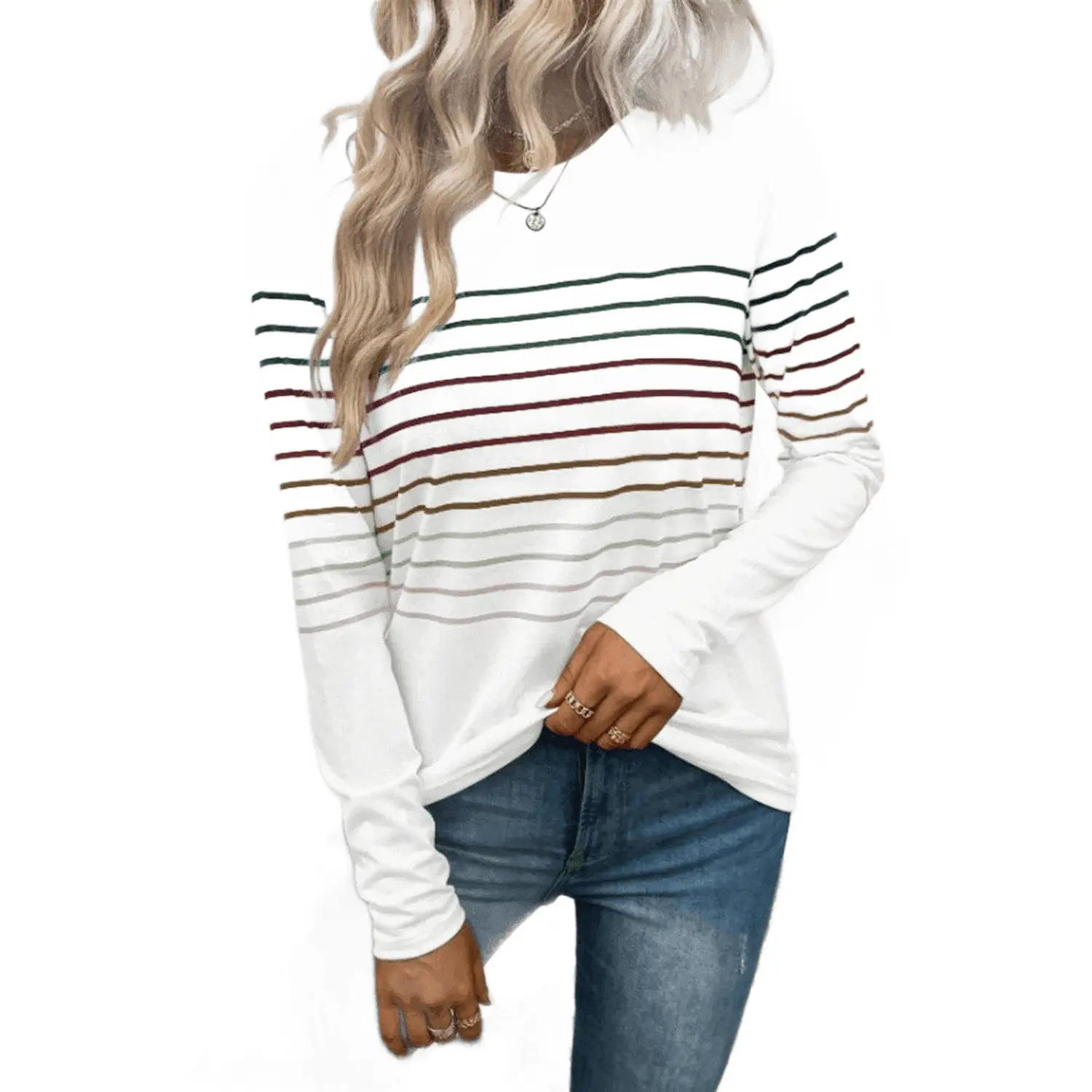 Striped Round Neck Long Sleeve T-Shirt
