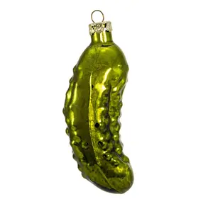 Kurt S. Adler Ornament Green 4 inch Glass Pickle Shaped Christmas Decoration for Festive Tree Decor