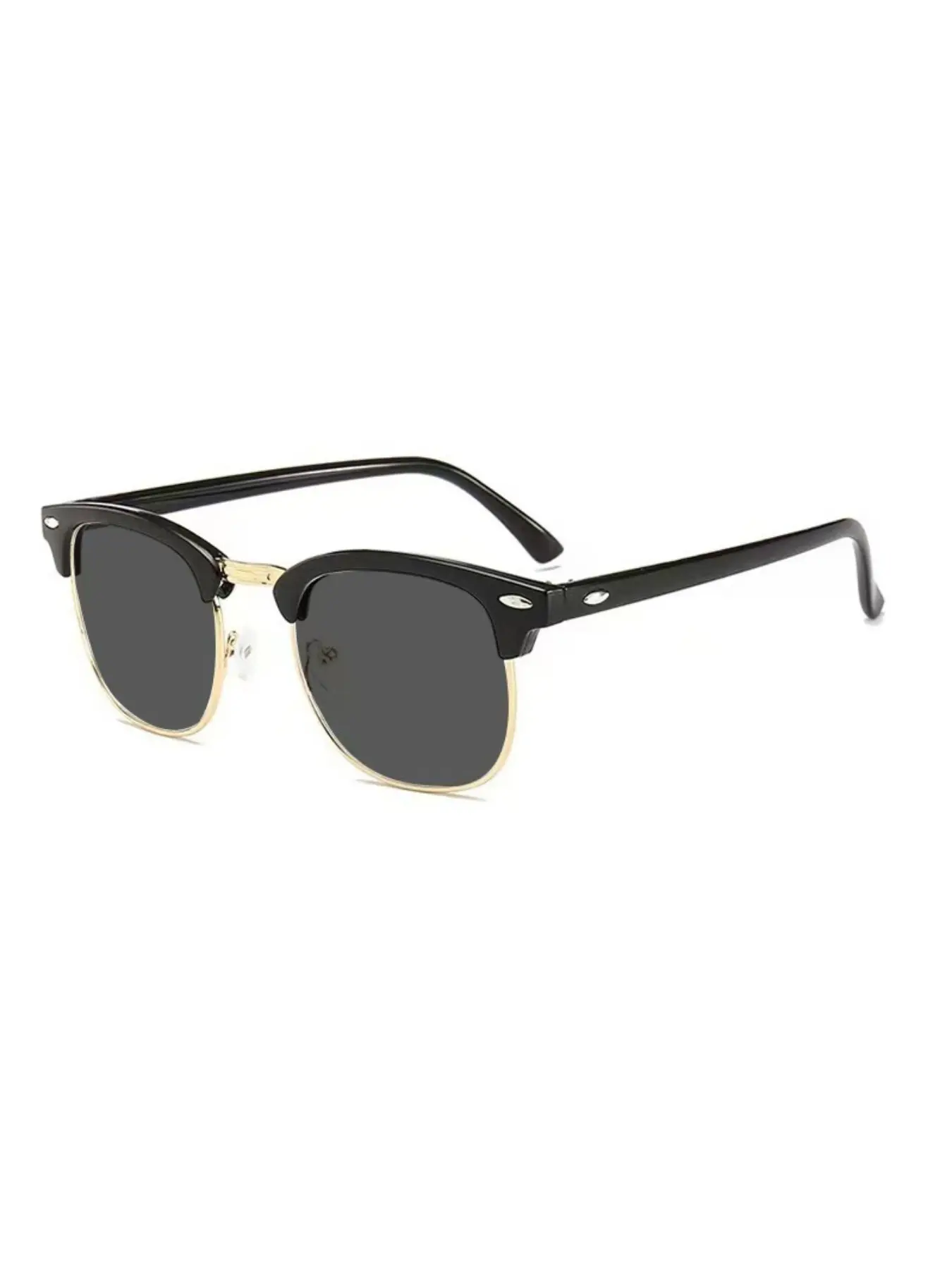 Men's Metal Browline Half-Rim Glasses for All Seasons, Trendy Square Frame Decorative Eyewear, Elegant Business Casual Tinted Lens Glasses for Commute & Daily Wear, Stylish Glasses, Fashion Glasses