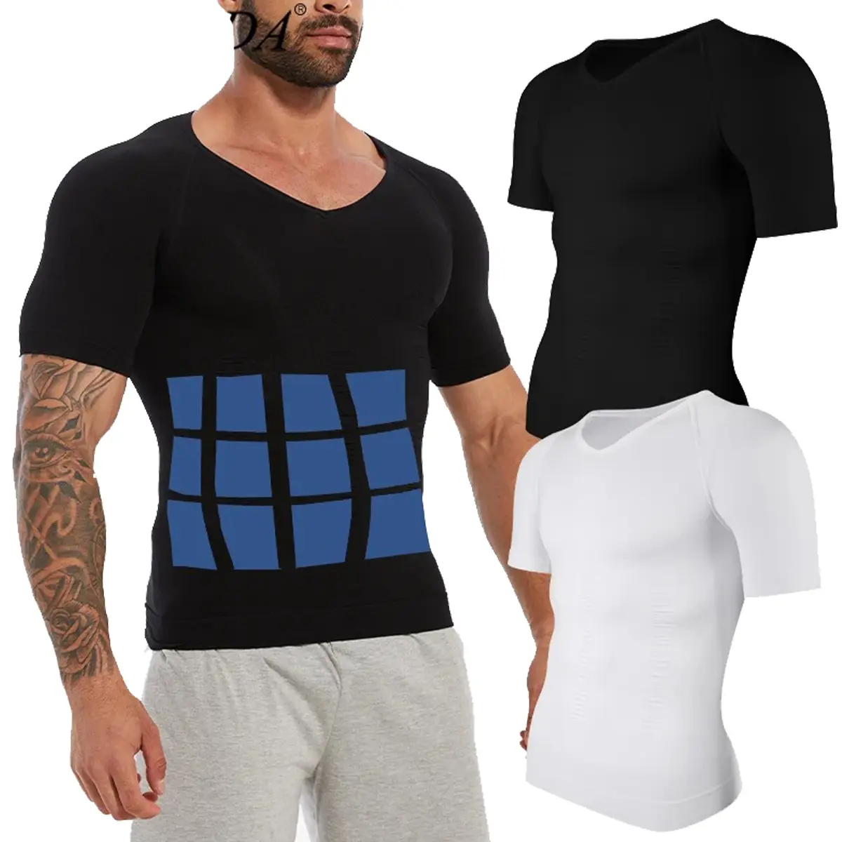 1-3 Pack Men  Compression Stretchy Lightweight Tummy Control Shirt Shapewear Body Shaper Undershirt Breathable Comfy Baselayer Workout Tank Tops for All Seasons and Sports Menswear Clothes