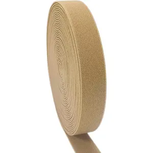 Khaki 1 inch 10 Yards Double-side Twill Woven Heavy Stretch Knit Elastic Band Spool for Sewing Clothing Pants Waistband Wigs Skirts Craft DIY Projects
