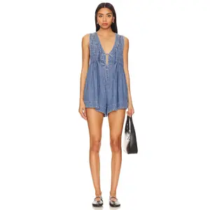 Free People Webster Romper in Falling Rain Wash