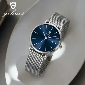 GOHUOS Premium Business Men’s Watch Round Analog Dial Waterproof Quartz Movement Stylish Casual Men’s Wristwatch All-Season Versatile Timepiece