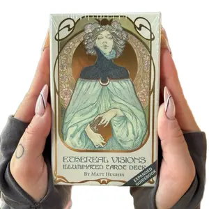 Ethereal Visions Illuminated Tarot Deck: Elegant 80-Card Art Nouveau Tarot Deck with Gold Foil, Full-Color 140-Page Guidebook, Hand-Drawn Illustrations – Ideal for Beginners & Collectors