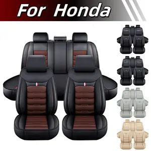 For Honda Car 5 Seat Covers Full Set Comfortable PU Leather Front Rear Cushion Protector Pad Mat Anti-Slip Waterproof