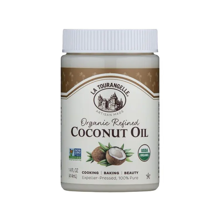 La Tourangelle Organic Refined Coconut Oil, Expeller-Pressed, 14 fl oz | Food Grade For Cooking, Baking, Hair, Teeth and Skin, Kosher, Gluten Free, Non-GMO