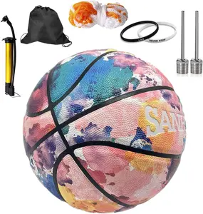 Men/Women's Basketball Size 6/7 College Basketball Colorful Street Basketball 28.5" with Pump for Indoor and Outdoor for Women, Girls, Boys and Youth – Official Size and Weight