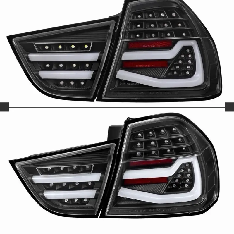 Black Tail Lights Fit 2009-2011 BMW E90 325i 328i 3-Series Sedan Full LED Lamps