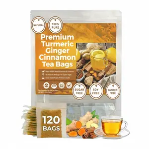 Turmeric Ginger Cinnamon Tea – 120 Handmade Eco Bags | Caffeine-Free, Sugar-Free, Vegan