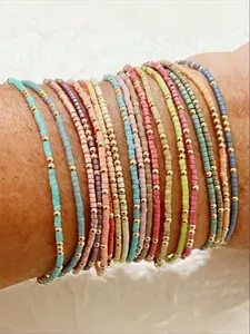 Boho Style Colorful Beaded Bracelet Set, Fashionable Jewelry for Women & Girls, Trendy All-Match Exquisite Jewelry, Perfect Birthday Gift, Stackable Bracelets