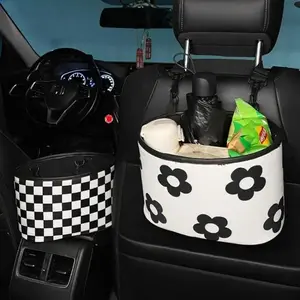 Car Seat Back Storage Bag, Checkerboard Pattern Car Seat Back Organizer, Car Interior Accessories for Car Stowing & Tidying, Boujee Car Accessories