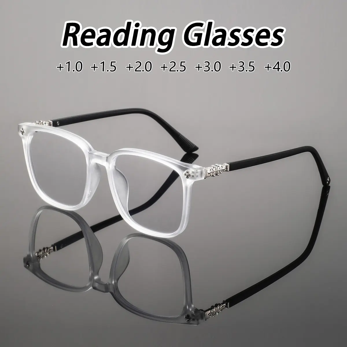Men's Plastic Square Rivet Studs, Vintage American Style Casual High-Quality Classical Versatile, Fashion Old Reading Glasses, Reading Eyeglasses