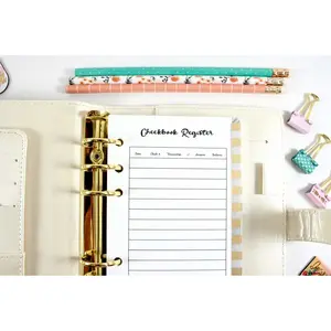 Personal Checkbook Register fits with Kate Spade Personal Planner, Filofax Personal, Color Crush Personal Size and Other Personal Size Planner
