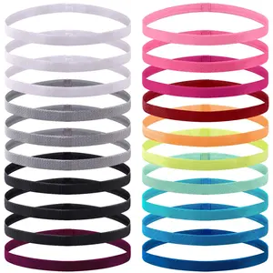 20 count Non-Slip Elastic Headbands Workout Headband Colorful Sweatband Fashion Yoga, Running  Headbands for Women, Men and Girls, 14 Colors