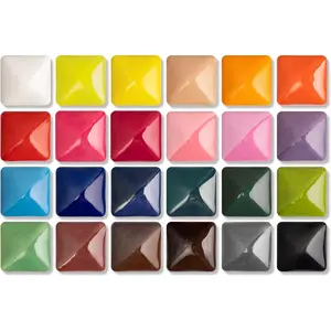 Underglaze Set - Concentrated Opaque Liquid Underglaze with a Red Brush for pottery bisque, mini Pack for 24-Colors