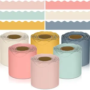 6 Rolls 196.8 ft Colorful Halloween Classroom Bulletin Board Borders Scalloped Trim Bulletin Board Decorations for School Whiteboard, Cork Poster, Chalkboard Wall(Hippie Boho Color,196.8 ft)