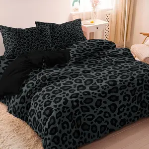 3-Piece Deep Leopard Print Bedding Set, Decorative Duvet Cover + 2 Pillowcases Without Pillows, High-Definition Luxury Home & Dorm Bedding