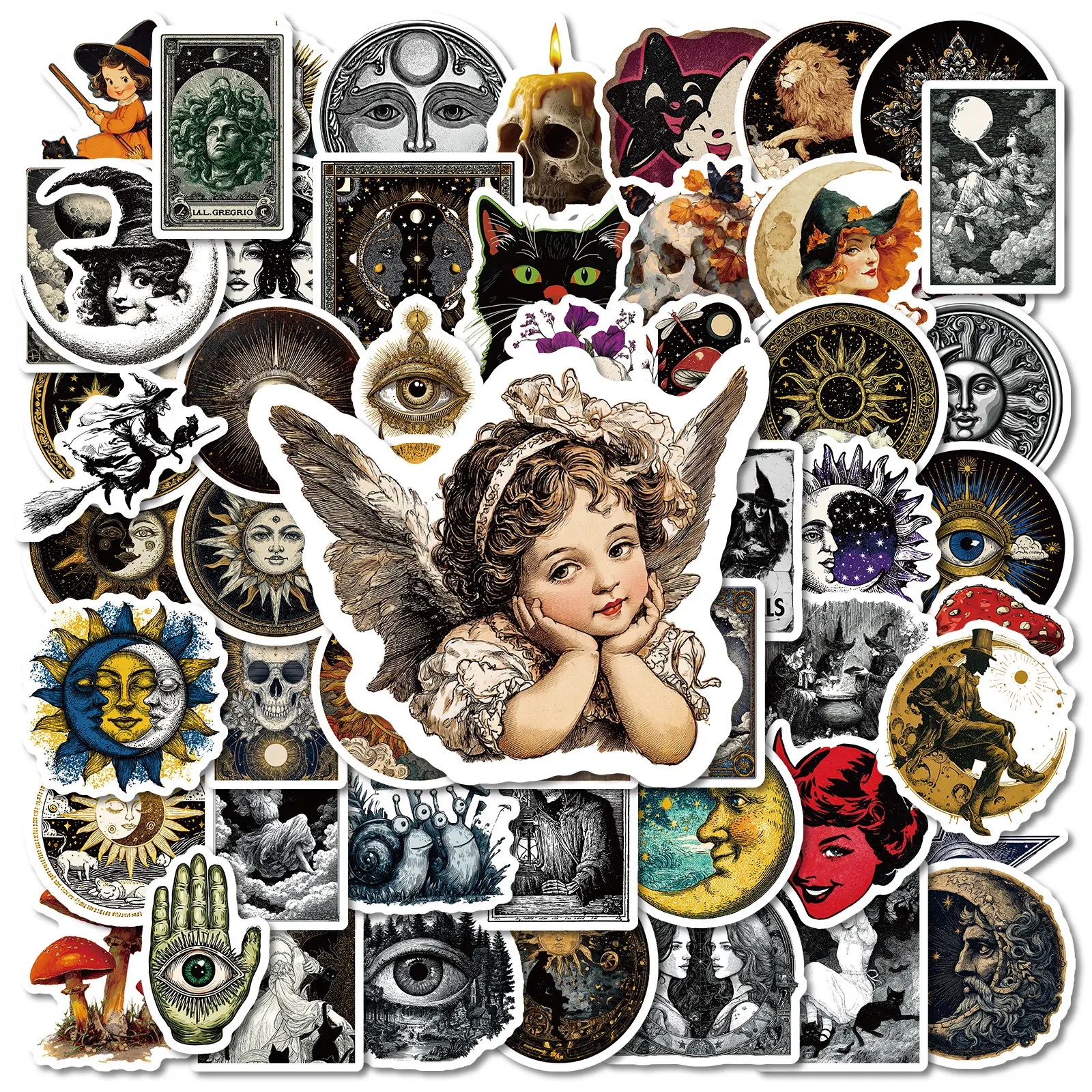 56pcs Mysterious Universe Graffiti Series Stickers, Premium Skull Stickers, Sticker Decals, Decal Set, Suitable for Faith Based Designs Such As Scrapbooks, Diaries, Laptops, Water Bottles, Cars, Etc., As Gifts with Positive Information