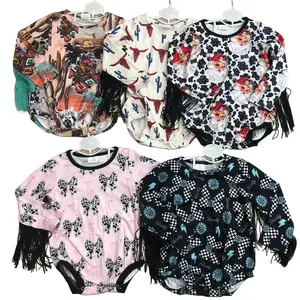 Baby Girl Winter Bubble Western Clothes Tassel Romper Onesie Winter Clothing