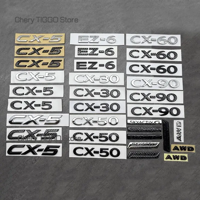ABS for Mazda CX-30 CX-50 CX-60 CX-90 EZ-6 CX-5 Car Letter Logo BT Sticker Tail Bumper Badge Auto Rear Trunk Emblem Accessories
