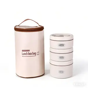 Portable Insulated Lunch Box Set 3 Layers 24H Heat Retention 304 Stainless Steel Microwave Safe Bento Box for Office Workers Students Large Capacity 1.5L Airtight Leak-Proof Flavor-Lock Design Easy to Clean Tableware