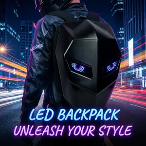 LED Motorcycle Backpack, Hard Shell Riding Bag, Waterproof Laptop Case, Large 19-Inch DIY Motorcycle Luggage Pack