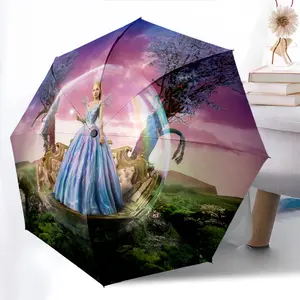 Cinderella Bubble Printed New Universal Umbrella, Automatic Folding Umbrella, Portable Foldable Design Travel Umbrella, Outdoor Umbrella, Black Friday, Christmas, Birthday Gift E1225