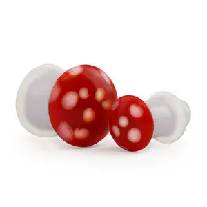 Red Spotted Mushroom Glass Single Flare Plugs