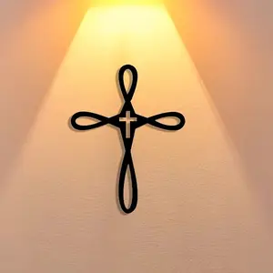 Minimalist Metal Cross Design Art Sign, Religious, Ideal for Home Decor & Public Spaces, Durable Reusable Wall Hanging Decoration, Perfect Gift Idea