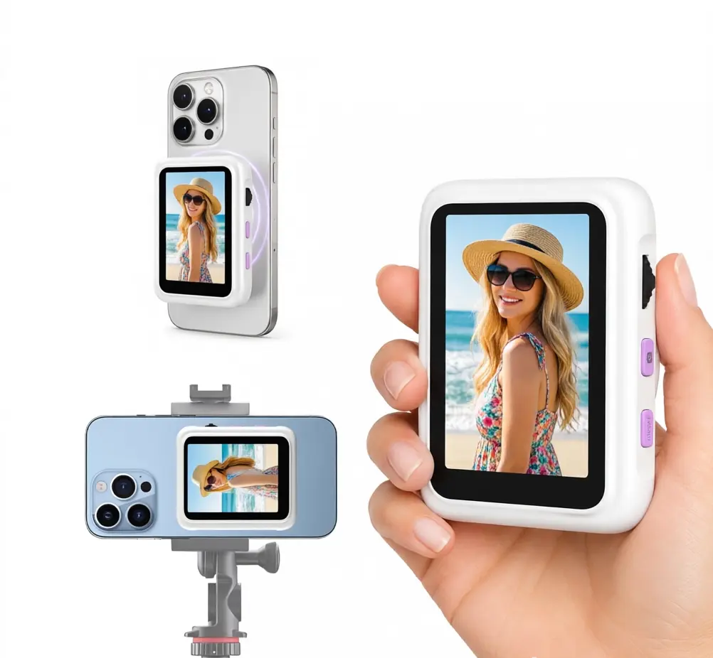 Arqelon R4024 2.4" Wireless Vlogging Monitor with Remote - Portable Magnetic Selfie Screen for iPhone & Android