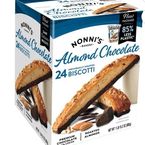 Almond Chocolate Biscotti - 24 Count Artisanal Italian-Style Crunchy Biscuits for Coffee Pairing