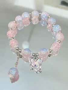 Sweet Versatile Beaded Bracelet, Exquisite Trendy Bracelet, Stackable Bracelet | Butterfly, Peach Blossom & Shooting Star Design | Minimalist Luxury Bracelet, Elegant Minimalist Bangle, Perfect BFF Gift